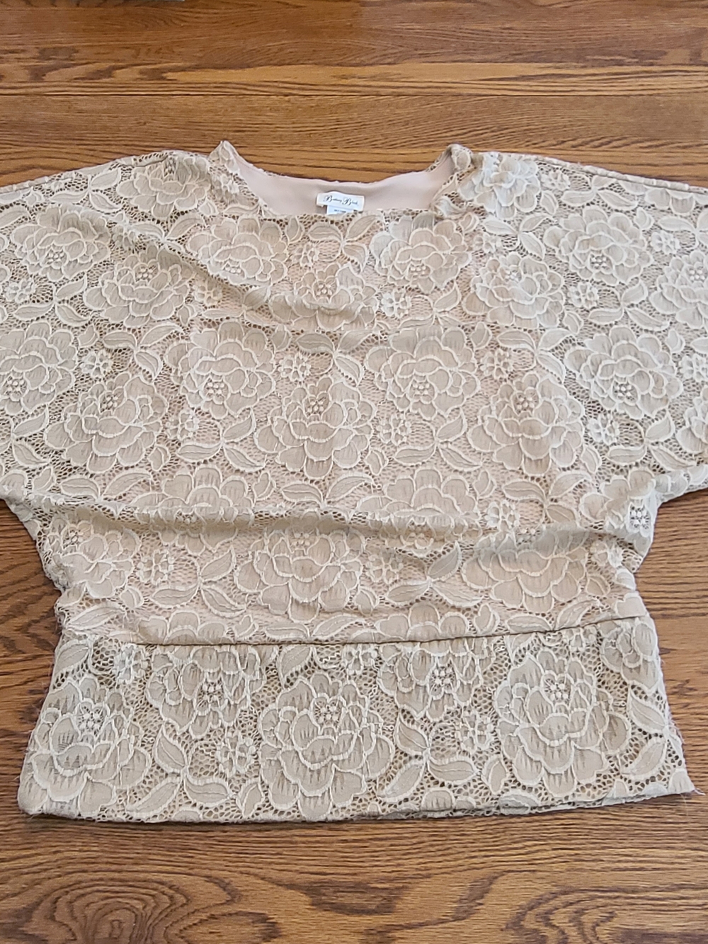 Brittany Black Cream Floral Lace Short Sleeve Blouse